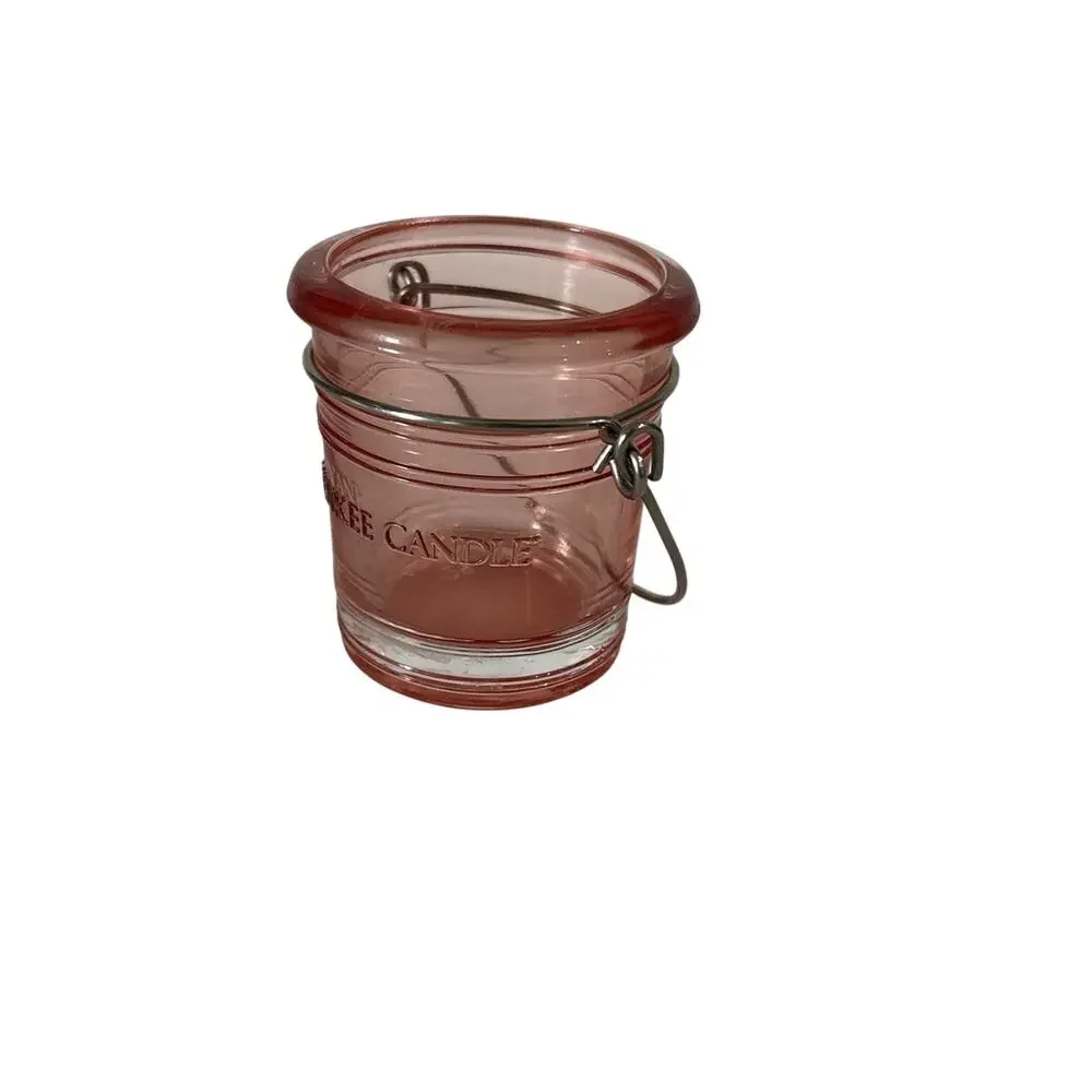 Yankee Candle Pink glass Color Mini Pail Bucket Candle Tealight Holder Glass
